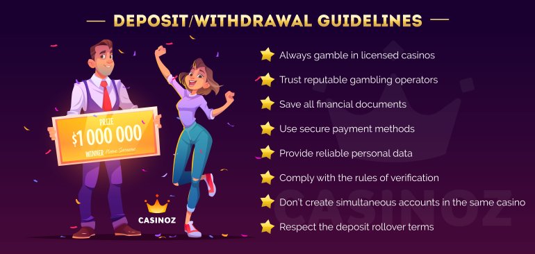 normas sobre depósitos y retiradas en los casinos