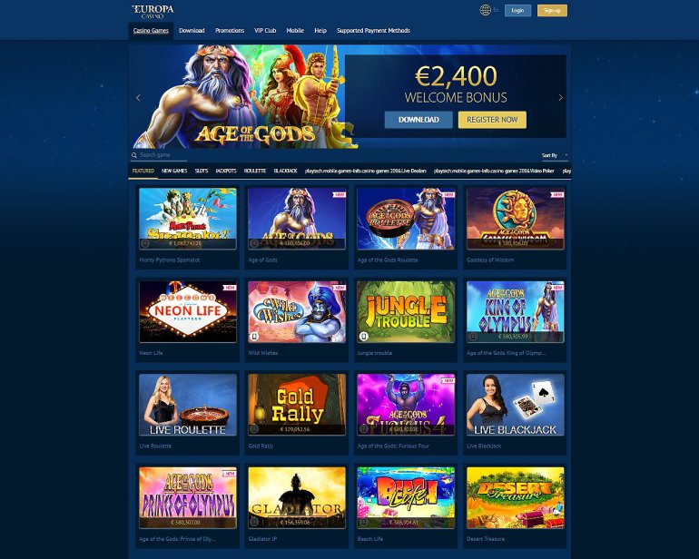 Browser Casino Europe - elige tu juego