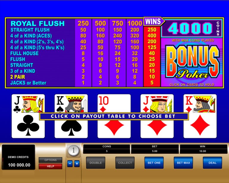 VideoPoker Bonificación Poker