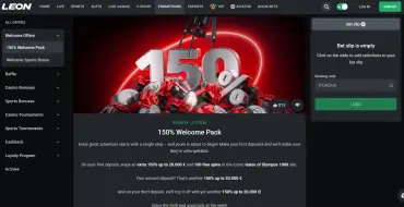 150% up to 20,000 € / $ + 100 free spins on first deposit at Leon: Leon casino online