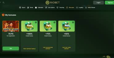Bonus 100% on first deposit at Riobet: Riobet casino online