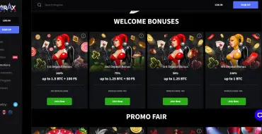 Welcome pack up to 5 BTC / € 4000 + 150 FS at Mirax Casino: Casino Mirax