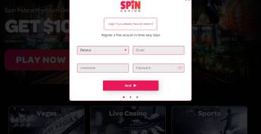 Spin casino: Inscripción