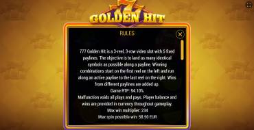 777 Golden Hit: Reglas