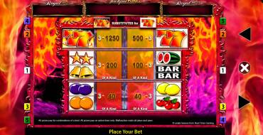 7's Deluxe Jackpot King: Tabla de pagos