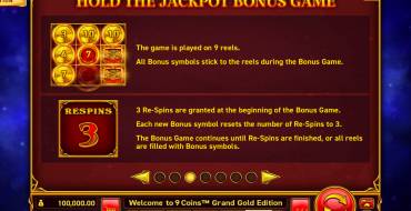 9 Coins Grand Gold Edition: Tiradas gratuitas y/o re-giros