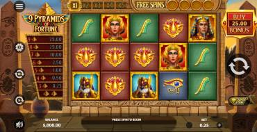 9 Pyramids of Fortune: Máquina tragaperras