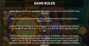 Aztec Bonus Pot: Reglas