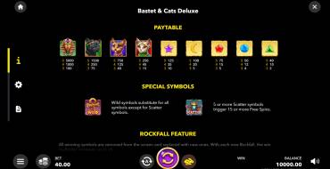 Bastet and Cats Deluxe: Tabla de pagos