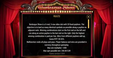 Burlesque Show: Reglas