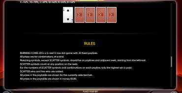 Burning Coins 20: Reglas