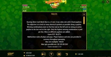 Burning Slots Cash Mesh Dice: Reglas