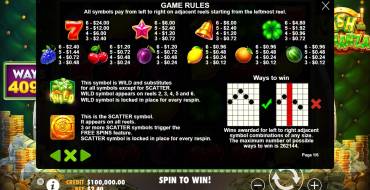 Cash Bonanza: Tabla de pagos