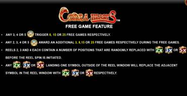 Cobra Hearts: Tiradas gratuitas y/o re-giros