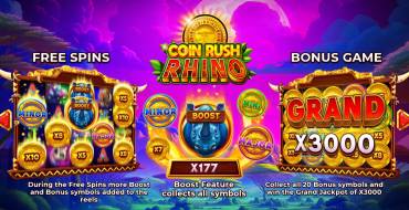 Coin Rush Rhino Running Wins: Juegos de bonificación