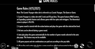 Cosmic Voyager: Reglas
