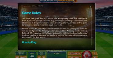 Cricket Mania: Reglas