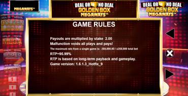 Deal or No Deal: Golden Box Megaways: Reglas