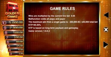 Deal or No Deal: Golden Game: Reglas