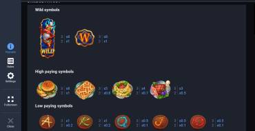 Dragon's Tavern: Tabla de pagos