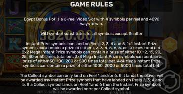 Egypt Bonus Pot: Reglas