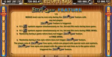 Egypt Sky Egypt Quest: Características únicas