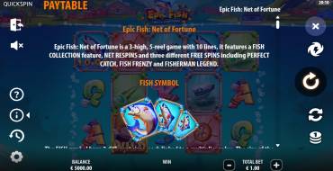 Epic Fish: Net of Fortune: Tabla de pagos