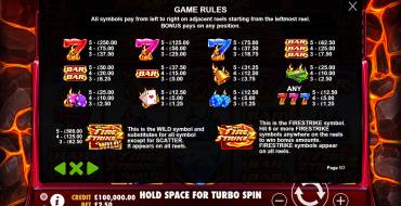 Fire Strike 2: Tabla de pagos