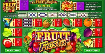 Fruit Fiesta 5 Reel - Progressive: Tabla de pagos