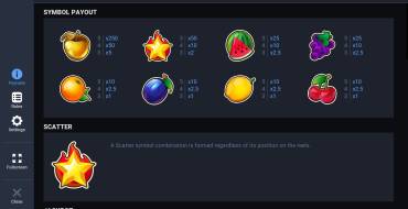 Fruit Super Nova Jackpot: Tabla de pagos