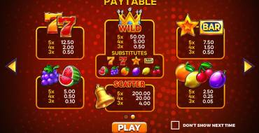 Fruits Royale 100: Tabla de pagos