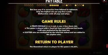 Fruits Royale 5: Reglas