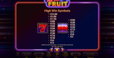 Hot Hot Fruit: Tabla de pagos