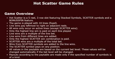 Hot Scatter: Reglas