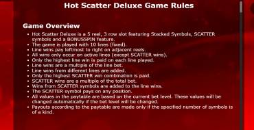 Hot Scatter Deluxe: Reglas