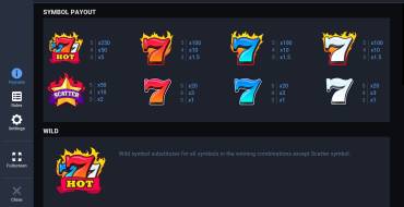 Hot Triple Sevens: Tabla de pagos