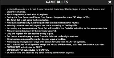 J Mania Diamonds: Reglas