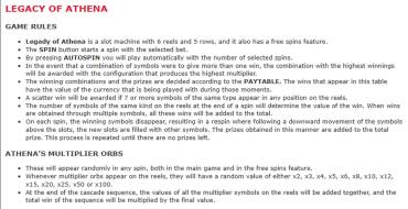 Legacy of Athena: Reglas