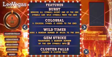 Leo Vegas Cluster Gems: Juegos de bonificación
