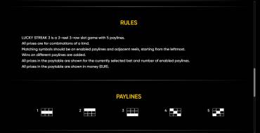 Lucky Streak 3: Reglas