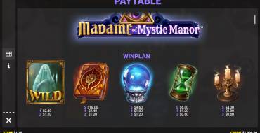 Madame in Mystic Manor: Tabla de pagos