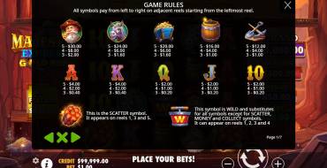Majestic Express Gold Run: Tabla de pagos