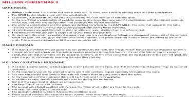 Million Christmas 2: Reglas