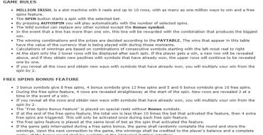 Million Irish: Reglas