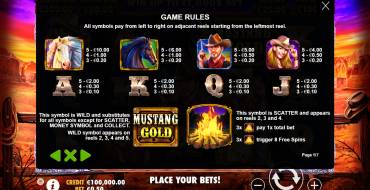Mustang Gold: Tabla de pagos