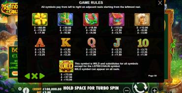 Rainbow Gold: Tabla de pagos