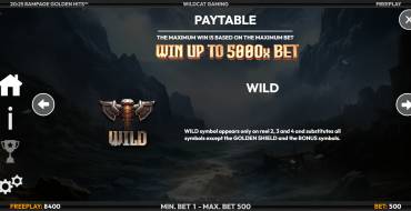 Rampage Golden Hits: Tabla de pagos