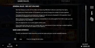 Red Hot Volcano: Reglas