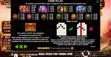 Rise of Samurai Megaways: Tabla de pagos