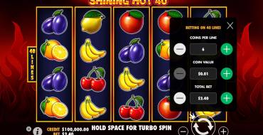 Shining Hot 40: Apuesta